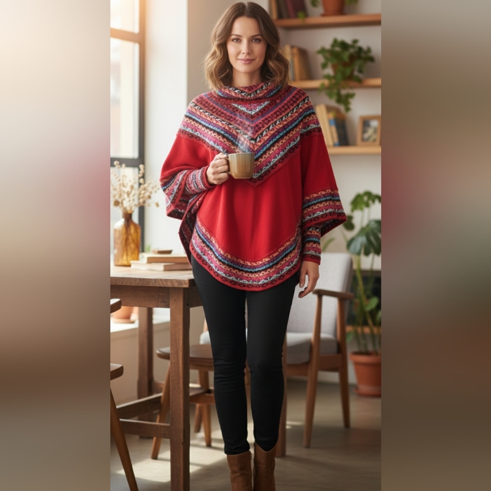 Multicolor Handmade Women's  Alpaca Poncho/boho/sweaters